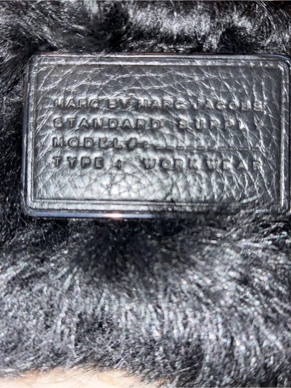 Marc By Marc Jacobs Black Leather Label on Real Lamb Fur